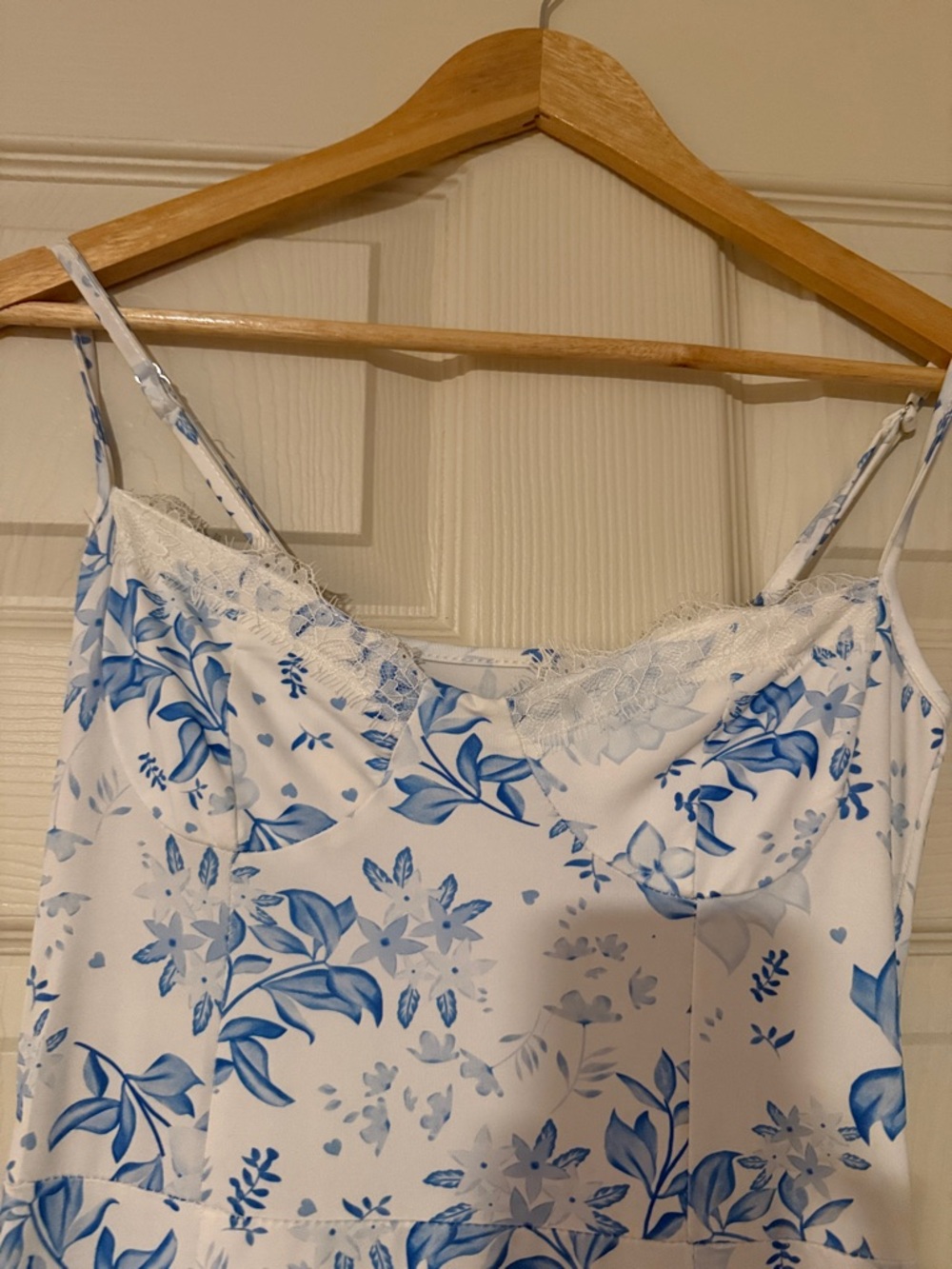 Blue and White Floral Slip Dress - Picture 2 of 3
